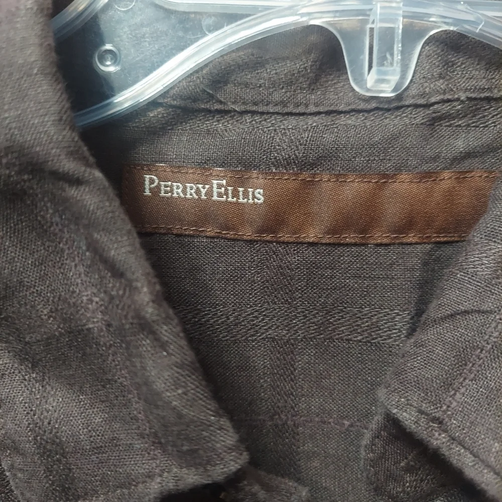 Perry Ellis Men's Linen Shirt Size Medium Short Sleeve
